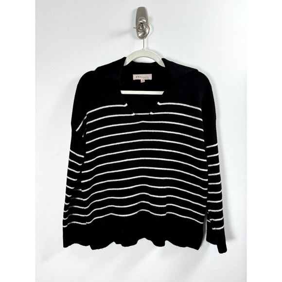 Cozy Fuzzy Knit Striped Oversized Dark Academia Preppy Nautical Stretch Sweater - Picture 1 of 7